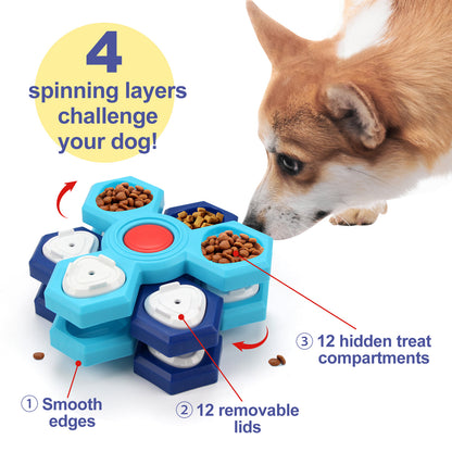 4 Layers Interactive Slow Feeder Puzzle Bowl for Dogs — Anti-Bloat, Non-Slip